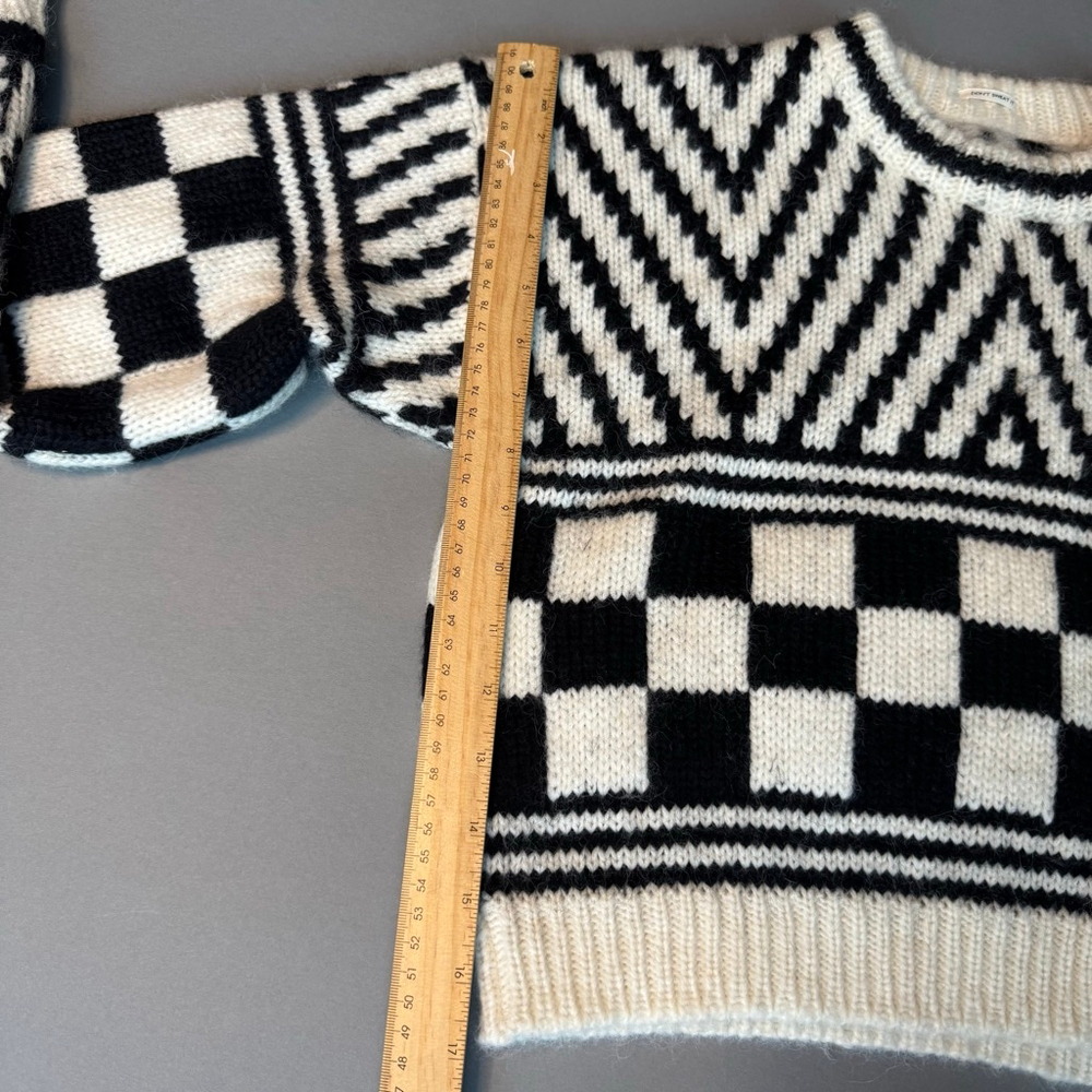 Mother The Itsy Crop Jumper Sweater Black White Alpaca S, NWOT - Picture 5 of 9